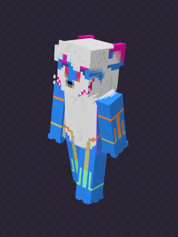 自学MC皮肤花了几小时做出来了，接下来还有Live2D面捕模型和VRChat模型