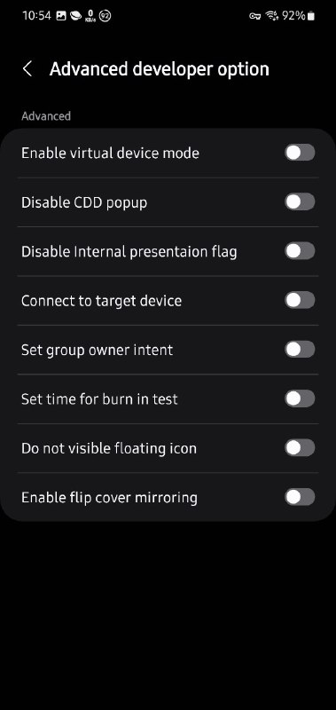 已成功在OneUI 6.0的手机上激活Smart View的开发者选项和电脑副屏Second Screen功能